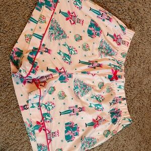 Festive Sugarplum Nutcracker Print Pajama Shorts - Pink & Teal